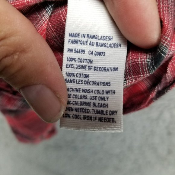 American Eagle Outfitters Shirt Mens Large Red Plaid Long Sleeve Button Up Slim - Picture 4 of 10